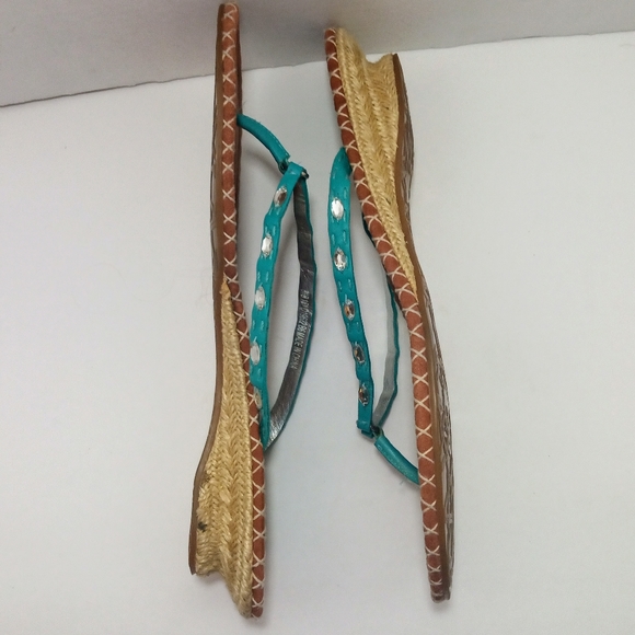 COLE HAAN THONG SANDALS Teal w8.5 Runestones lightweight Slip on - Picture 2 of 7